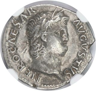 Nero,  Ad 54 - 68 Roman Empire Ar Denarius Ngc Xf 5/5,  2/5,