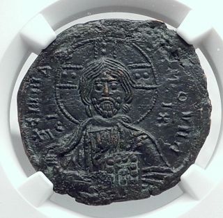 Jesus Christ Class A3 Anonymous Ancient 1020ad Byzantine Follis Coin Ngc I80776