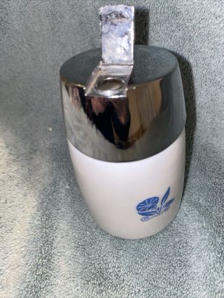 Vintage Milk Glass Blue Cornflower Sugar Dispenser 2