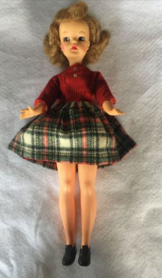 Vintage 1960s Ideal Tammy Doll Bs - 12 - 4 Straight Leg In Tagged Outfit