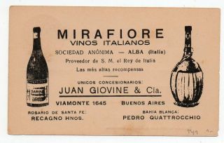 1920´s Argentina Wines Advertising Cover Stationery,  Very Scarce,  Wow