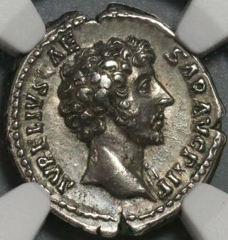 147 Ngc Xf Marcus Aurelius Caesar Roman Empire Denarius Minerva (21012101c)