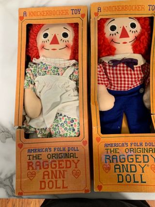 Vintage 1971 The Raggedy Ann And Andy Dolls Knickerbocker In Boxes