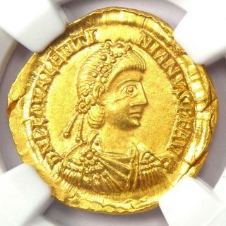 Western Roman Valentinian III AV Solidus Gold Coin 425 - 455 AD - NGC MS (UNC) 5