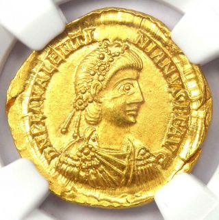 Western Roman Valentinian III AV Solidus Gold Coin 425 - 455 AD - NGC MS (UNC) 6