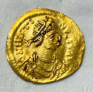 Ancient Byzantine Gold Coin Justinian I - 527 - 565 Ad.  Semissis - Scarce Coin