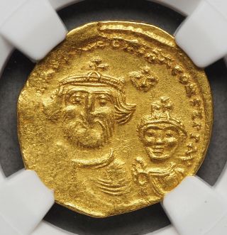 Heraclius & Heraclius Constantine.  610 - 641.  Gold Solidus,  Ngc Xf