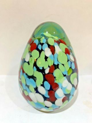 Vintage Hand Blown Italian Murano Art Studio Glass Egg Shaped Paperweight