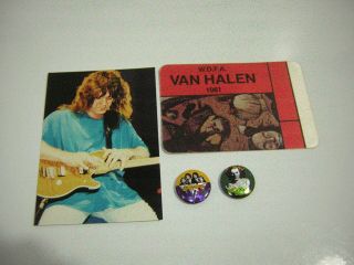 Van Halen Backstage Pass 1981 Fair Warning Red W/evh 3x5 Photo &2 Prim Buttons