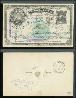 El Salvador Postal History: Lot 308 1891 1c San Salvador - Berlin Returned $$$$