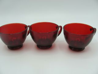 Anchor Hocking Glass Punch Cups Royal Ruby Red Vintage Set Of 3