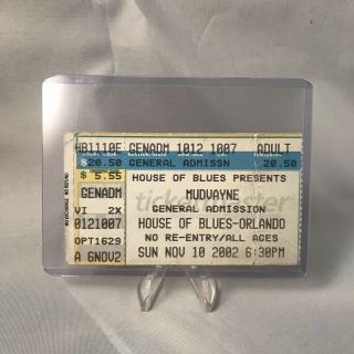 Mudvayne House Of Blues Orlando Florida Concert Ticket Stub Vintage Nov 10 2002