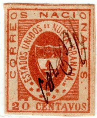 Colombia - Classic - 20c Stamp W/ Plate Errors - Ms Piedras - 1861 - Sc 17 $ 400