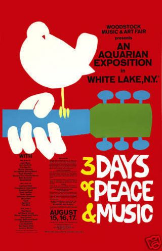 The Greatest Music Festival : Woodstock Psychedelic Concert Poster 1969 12x18