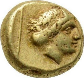377 - 326 Bc Lesbos Mytilene El Hekte Obv.  Apollo Right,  Rev.  Artemis Right Xf
