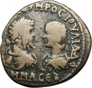 Septimius Severus & Julia Domna Marcianopolis Roman Coin W Cybele & Lions I71037