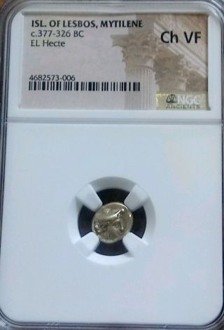 Lesbos,  Mytilene Hecte Hermes W/ Panther Ngc Choice Vf Ancient Gold Coin