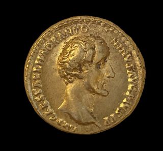 Ancient Roman Gold Aureus Of Emperor Antoninus Pius / Pax