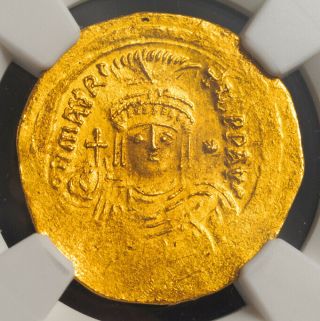 582,  Byzantium,  Maurice Tiberius.  Gold Lghtweight Solidus (23 Siliquae).  Ngc Au