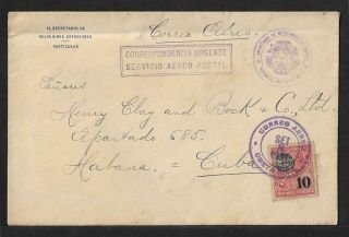 Costa Rica To Spanish Antilles Air Mail Cover " Urgente " 1931