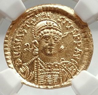 Anastasius Authentic Ancient 498ad Byzantine Gold Solidus Coin Ngc Ch Ms I75094
