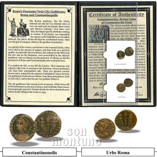 Set Of 2 Anicent Roman Bronze Coins Of Constantine The Great In Album 306 - 337 Ad