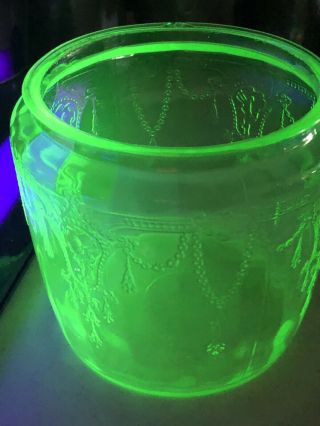 Vintage Anchor Hocking Green Uranium Depression Glass Cookie Jar (no Lid)