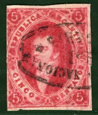 Argentina Stamp Scott.  14 5c Carmine (1872) Rivadavia G - Fu Cat $100 3green54