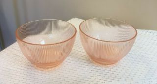 2 Pink Jeanette Homespun Pink Depression Glass Dessert/ Sherbert Cups Ribbed