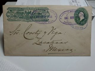 1888 Mexico Wells Fargo Express Mail Postal Stationery Cover