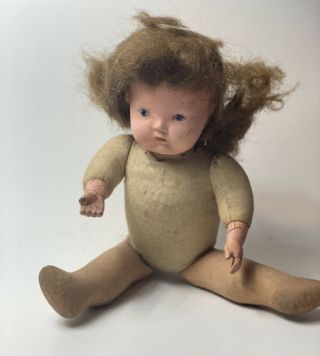 Antique Composite Doll Jointed Baby Soft Body 14” Steam Punk Oddity Creepy Vtg