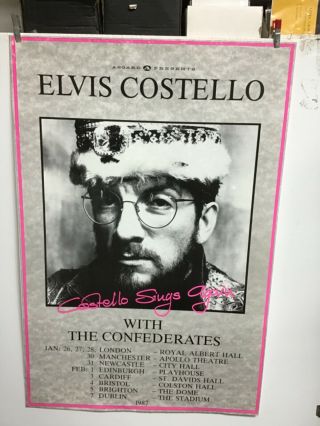Elvis Costello.  1987 Uk Concert Poster