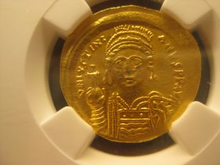 Authentic Byzantine Gold Coin Justinian I (527 - 565) Ad Solidus - Ngc