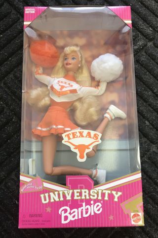 Vintage 1996 Barbie Ut University Of Texas Longhorns Cheerleader Doll Mattel