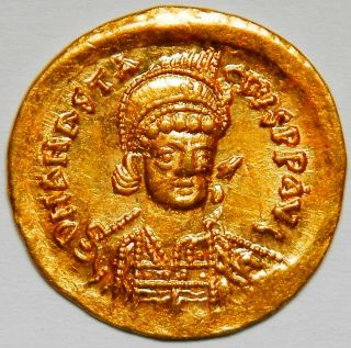 Byzantine Empire Anastasius I Av Solidus (507 - 518) Aunc (sear:5) [4.  44 Grams]