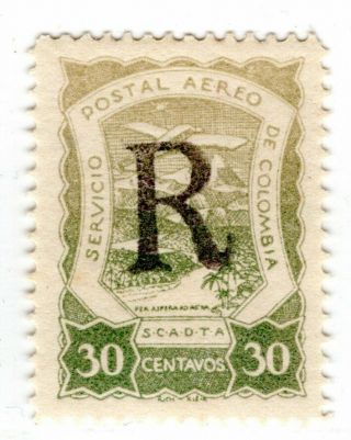 Colombia - Scadta - Registration - 30c Provisional Stamp - Gebauer Nl - 1921 Rr