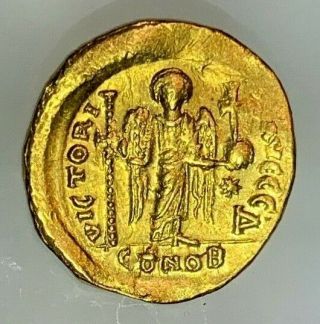 Ancient Byzantine Gold Coin Justinian I.  527 - 537 A.  D.  Good Detail,  Choice