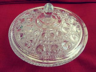 Vintage Medium Cut Glass Candy Dish With Lid The Color Is Clear Size 7.  5 ".