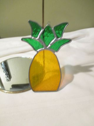 Vintage Leaded Stained Glass Pineapple Sun Catcher
