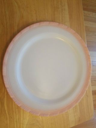 Vintage Macbeth Evans Cremax Oxford Cake Plate / Platter White With Pink Edge
