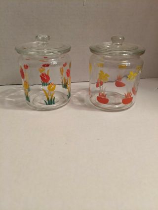 Two Vintage Bartlett Collins Gay Fad Glass Cookie/ Canister Jars