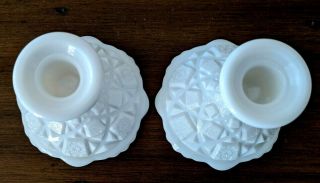 Westmoreland White Milk Glass Candle Holders/Votive Tealights - Old Quilt Pattern 3