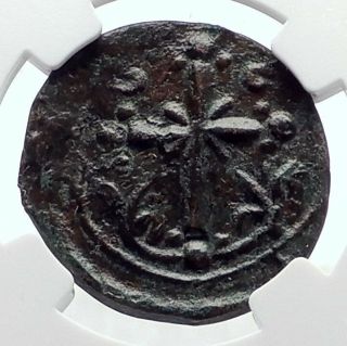 Jesus Christ Class I Anonymous Ancient Byzantine Follis Coin Cross Ngc I72082