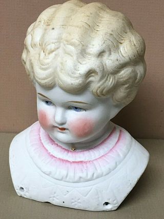 Antique Bisque 4.  5 " Doll Head - Blonde,  Blue Eyed German?