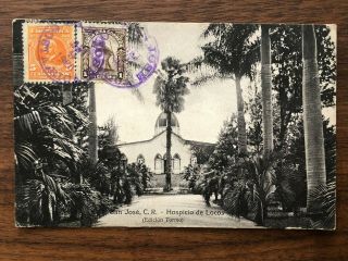 Latin America Costa Rica Old Postcard San Jose Cr Hospital Locos To France