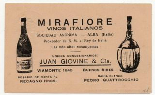 1900 Argentina Italy Wines Advertising Cover,  Very Scarce,  High Value