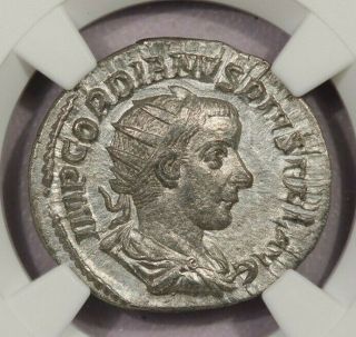 238 - 244 Ad Roman Empire Gordian Iii Ar Double - Denarius Ngc Ch Xf B - 1