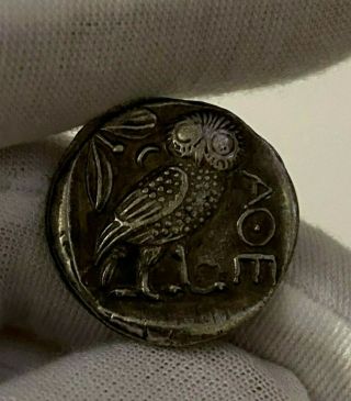 Ancient Greek Athens Attica Owl Tetradrachm Coin 25mm Patina Aoe