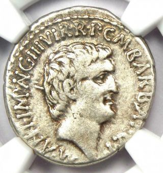Marc Antony And Octavian Ar Denarius Coin 41 Bc (m.  Barbatius Pollio) - Ngc Vf