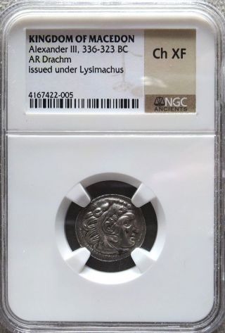 336 - 323 Bc Silver Macedon Drachm Alexander Iii Ngc Choice Extra Fine